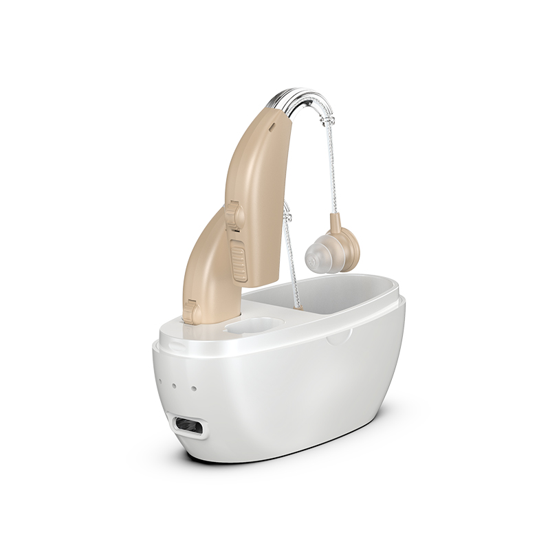 HearGood Elevate 311 – BTE Rechargeable Hearing Aid – 30H Battery & Easy Control for Seniors