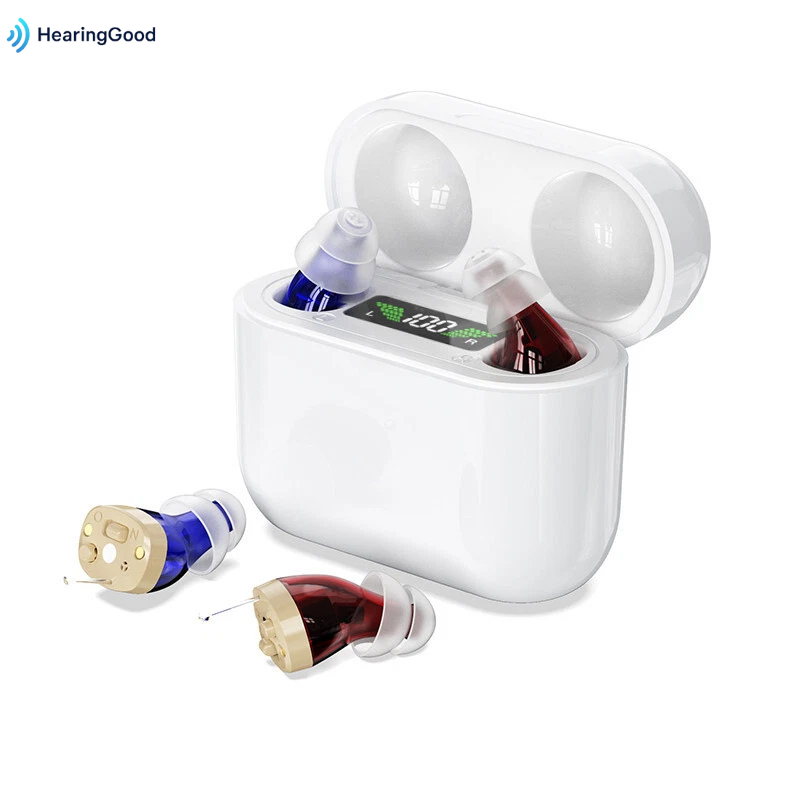 HearGood DailyPro – CIC Hearing Aid with Rechargeable Case – Noise Cancelling for Seniors