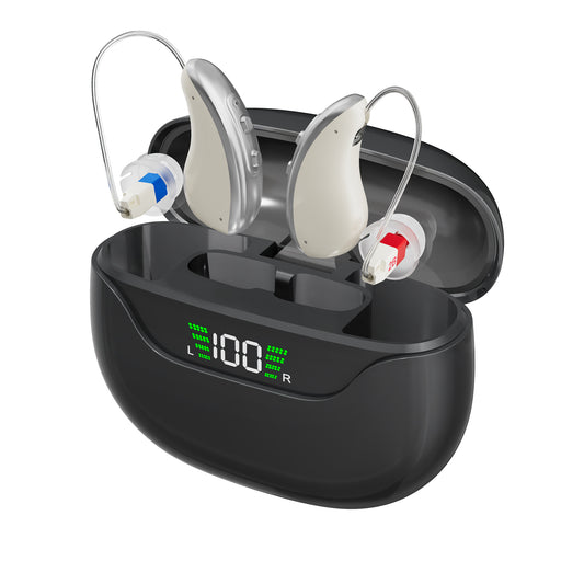 HearGood SilverSense 323 – RIC Hearing Aids with Digital Chip, Rechargeable UV Case – Adults & Seniors