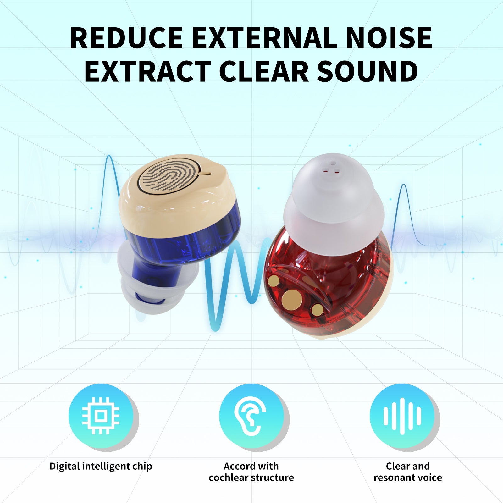 HearGood Clarity Touch – Wireless CIC Hearing Aids with Charging Case & Smart Display –