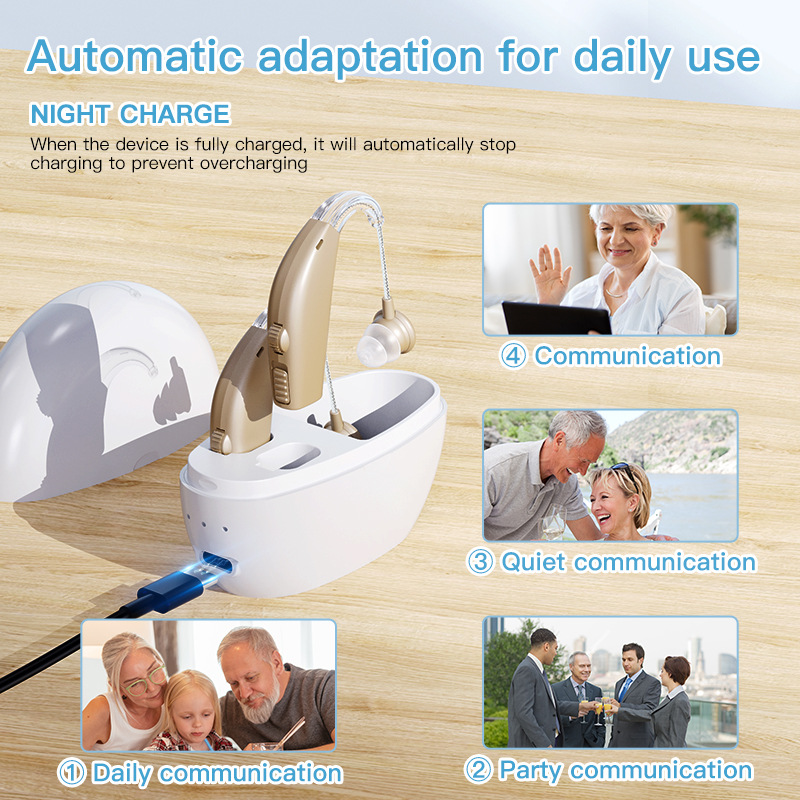 HearGood Elevate 311 – BTE Rechargeable Hearing Aid – 30H Battery & Easy Control for Seniors