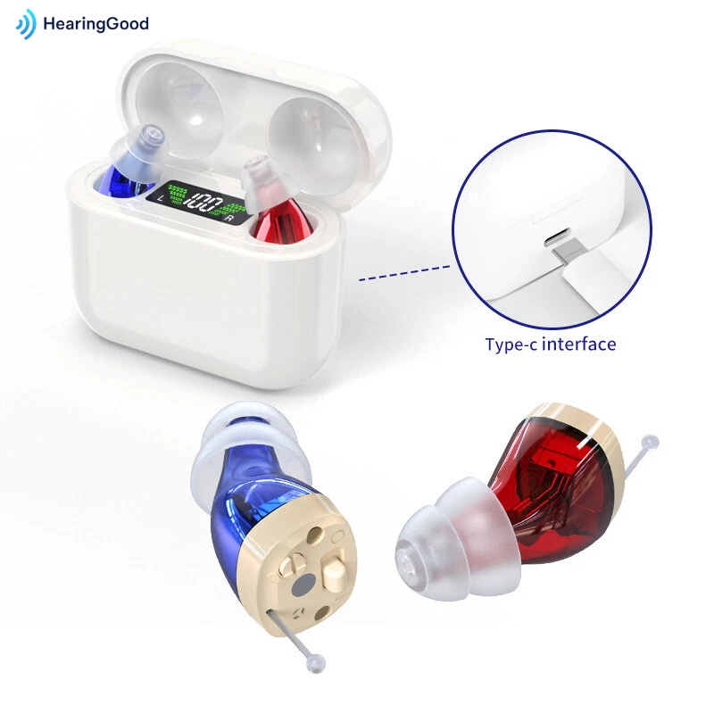 HearGood DailyPro – CIC Hearing Aid with Rechargeable Case – Noise Cancelling for Seniors