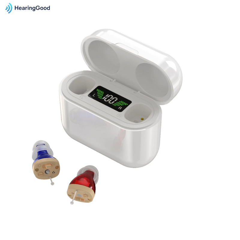 HearGood DailyPro – CIC Hearing Aid with Rechargeable Case – Noise Cancelling for Seniors