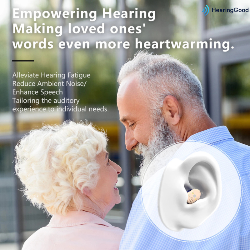 HearGood DailyPro – CIC Hearing Aid with Rechargeable Case – Noise Cancelling for Seniors